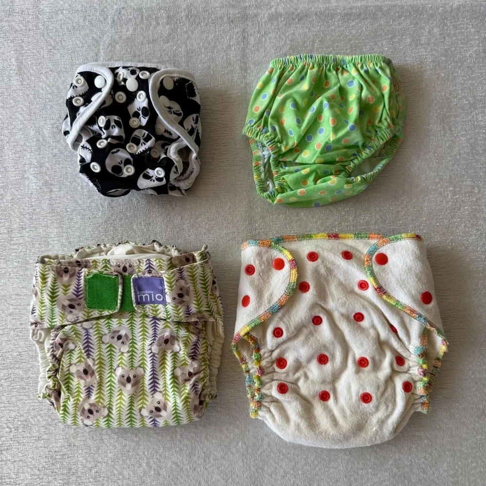 80pc Reusable Cloth Diaper Lot of 15 Covers and 62 Microfiber Inserts Charcoal